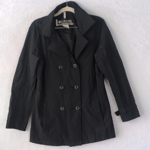 Columbia Women's Black Nylon Rain‎ Trench Jacket Size S - Picture 1 of 6